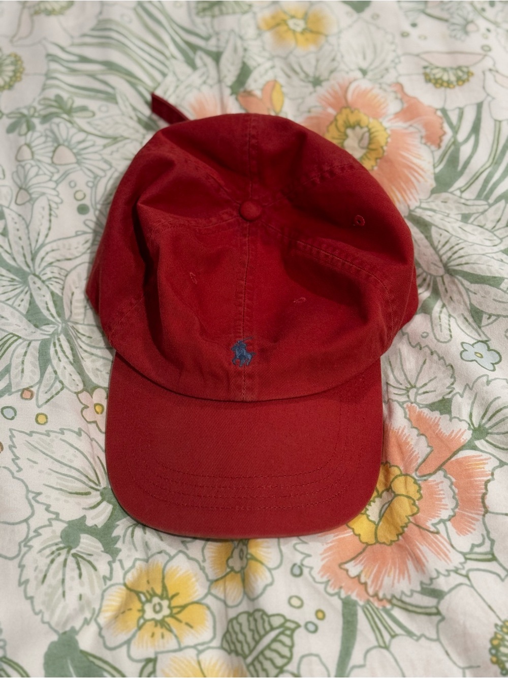 Ralph Lauren Red Baseball Hat with Navy Pony